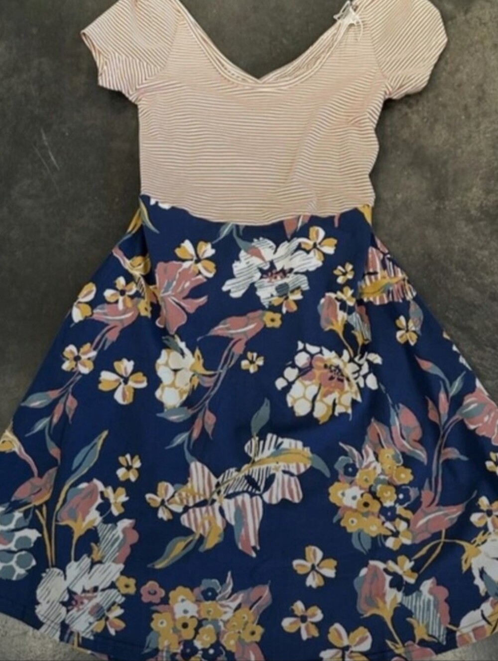 Pact Organic Cotton Stripes & Floral Cross Back Mini Dress With Pockets